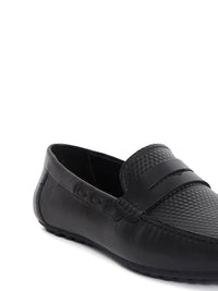 RARE RABBIT Men Honey Textured Leather Formal Loafers