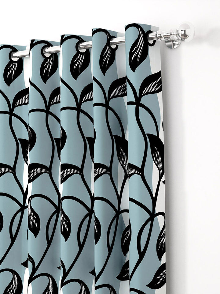Story@home 2 Pieces White & Grey Printed Door Curtains