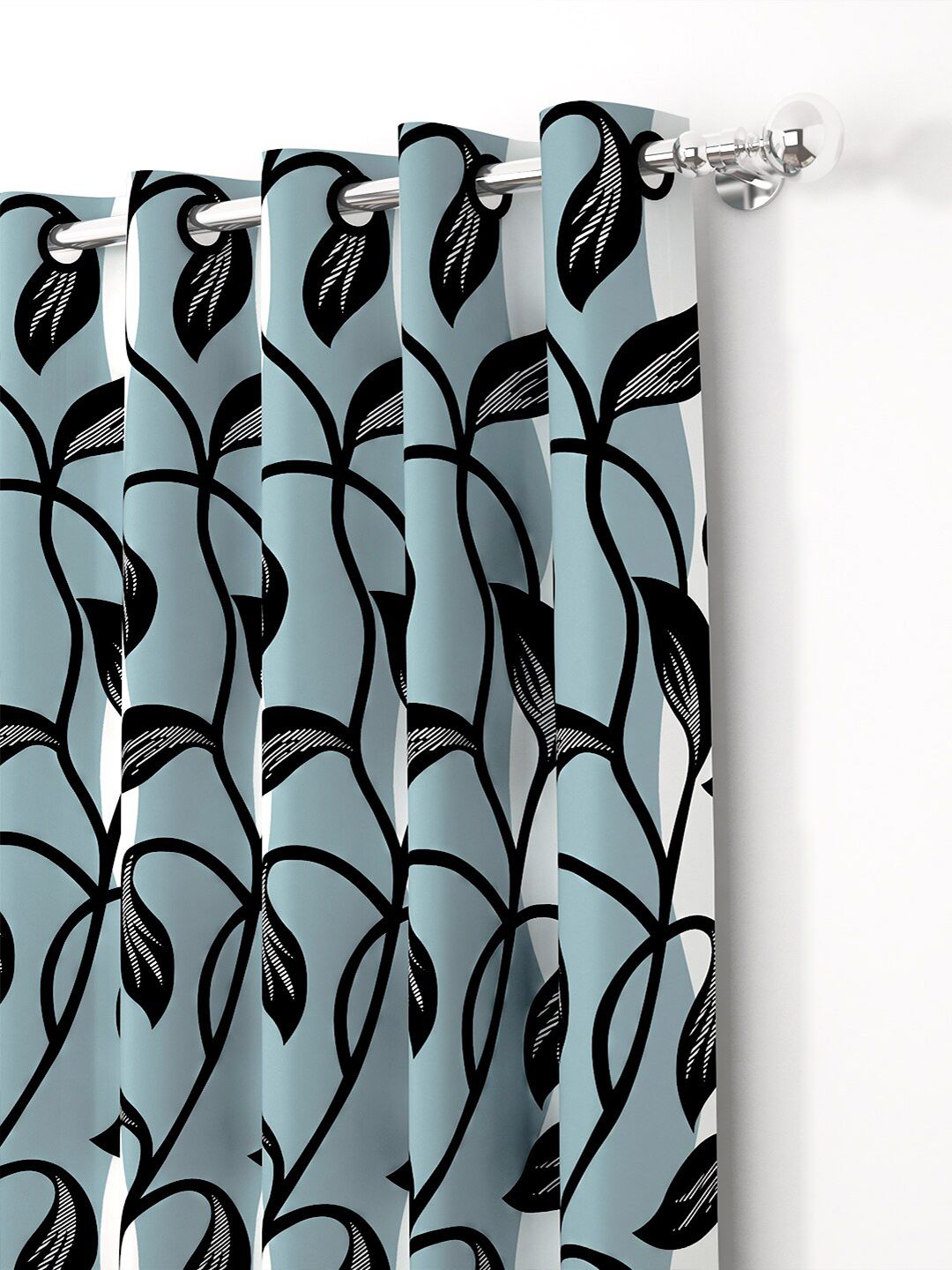 Story@home 2 Pieces White & Grey Printed Door Curtains