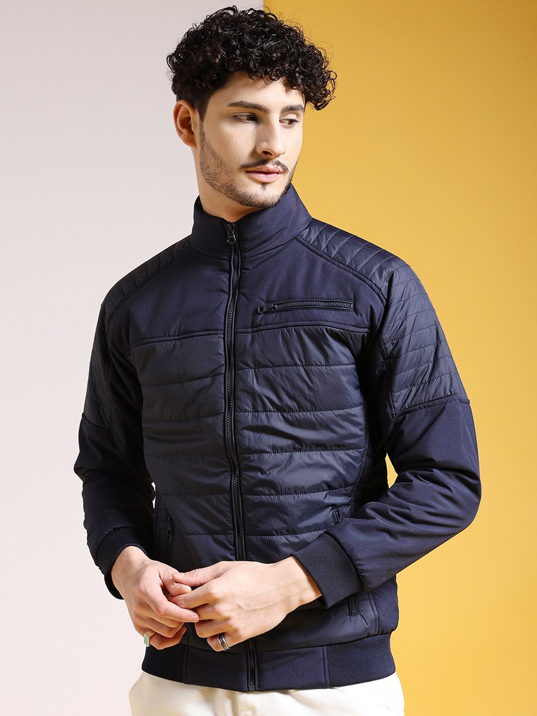 The Indian Garage Co Navy Blue Lightweight Padded Jacket