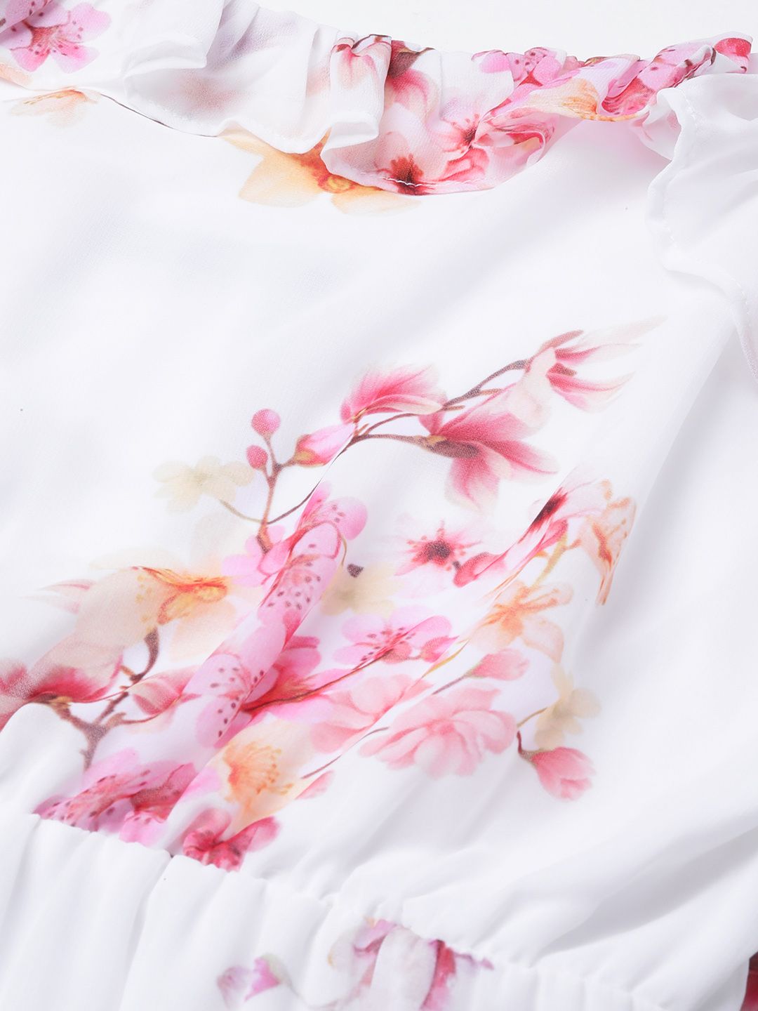 SASSAFRAS White Floral Printed Maxi Dress