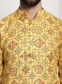 SOJANYA Men Cotton Linen Ethnic Motifs Printed Kurta
