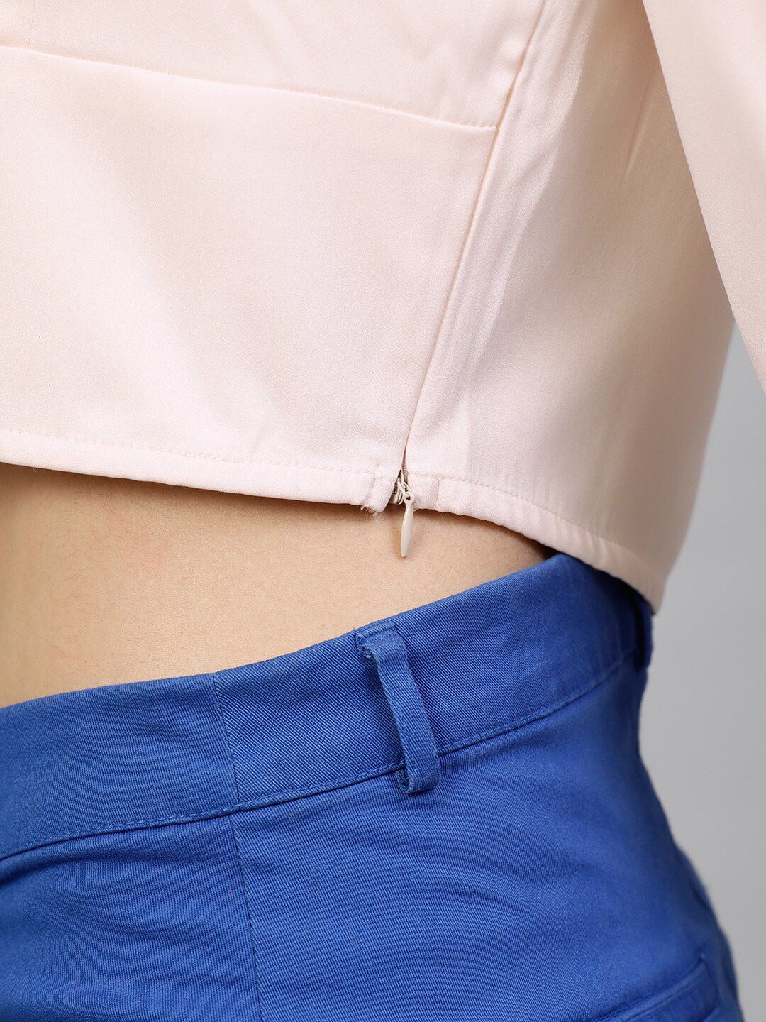 Street 9 Peach Puff Sleeves Regular Crop Top