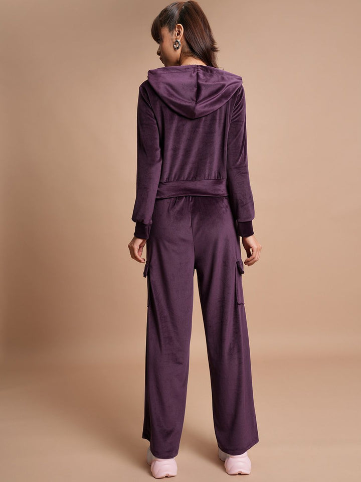 Tokyo Talkies Crop Hooded Sweatshirt with Wide Leg Cargo Pants