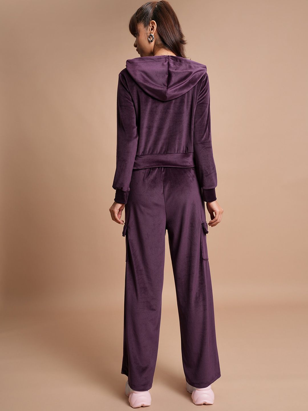 Tokyo Talkies Crop Hooded Sweatshirt with Wide Leg Cargo Pants