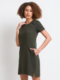 SPYKAR Green & rosin Embellished T-shirt Dress
