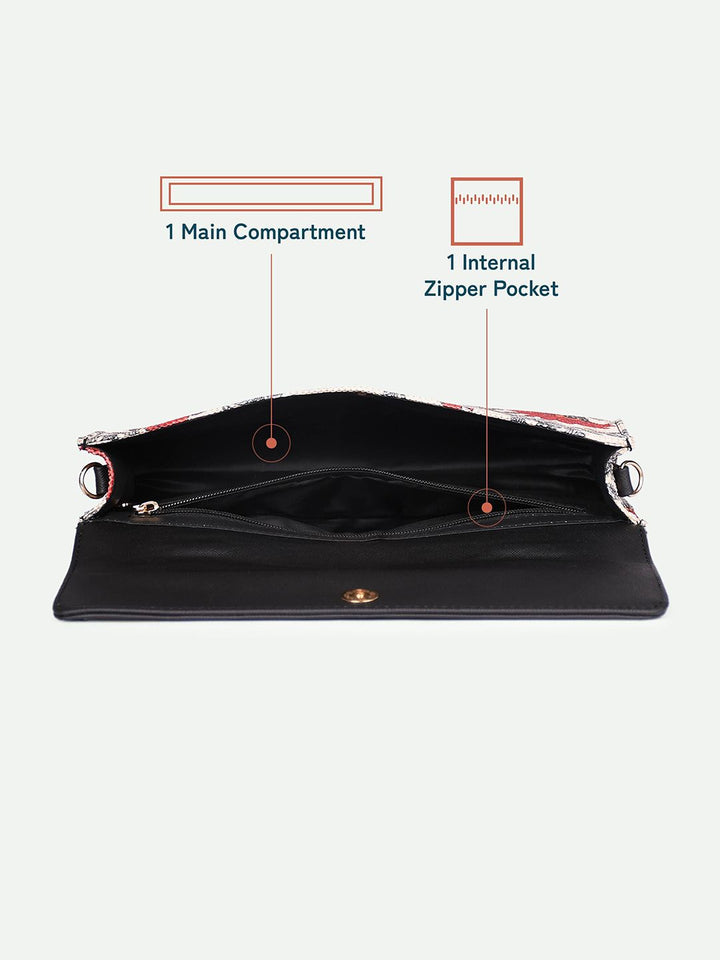 ZOUK Rhea Kapoor Bombay Tapestry Textured Water Resistant Jute Envelope Clutch