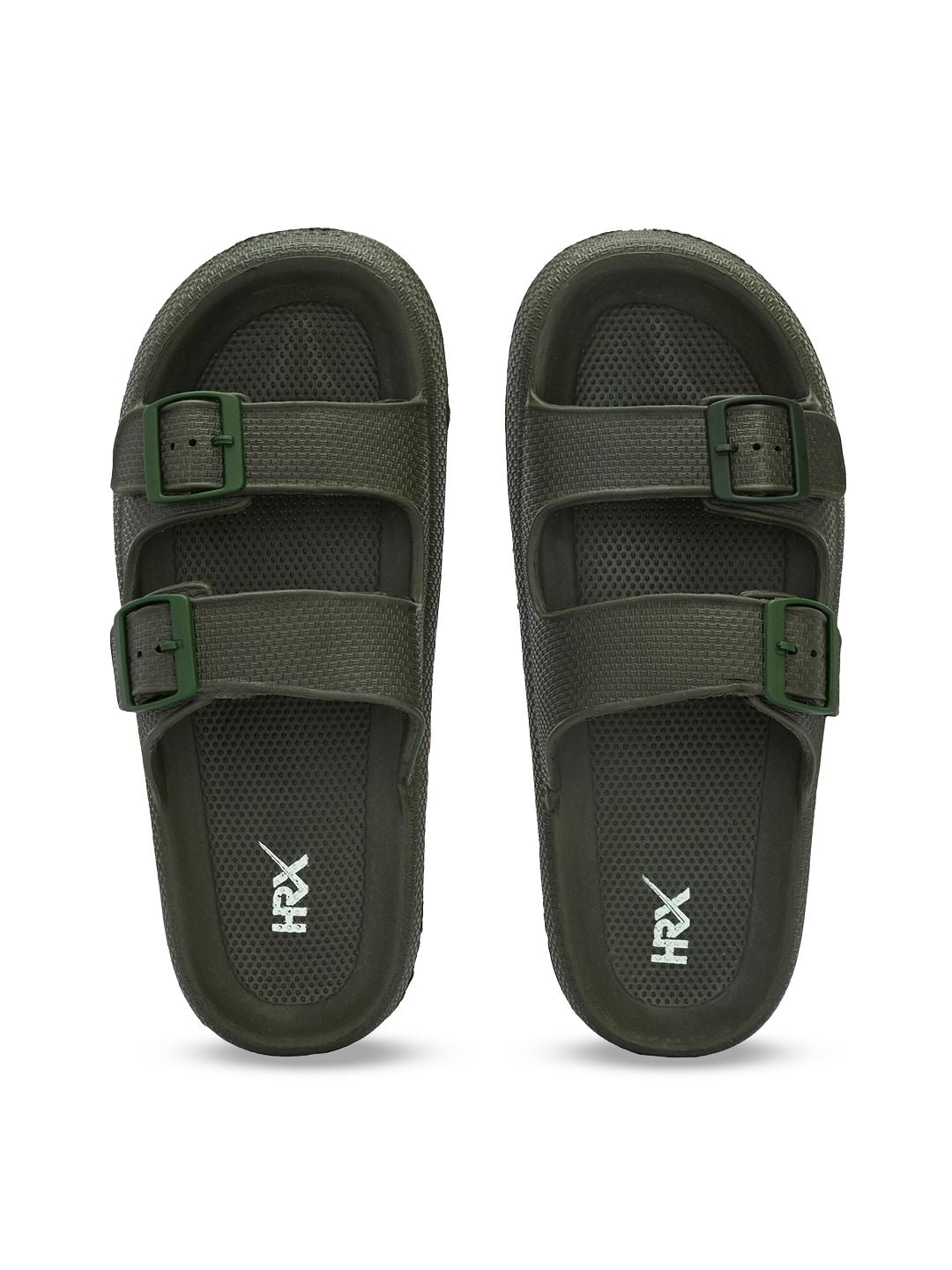 HRX by Hrithik Roshan Men Olive Green Textured Sliders