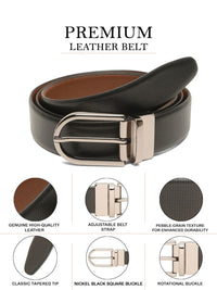Teakwood Leathers Men Textured Leather Reversible Formal Belt