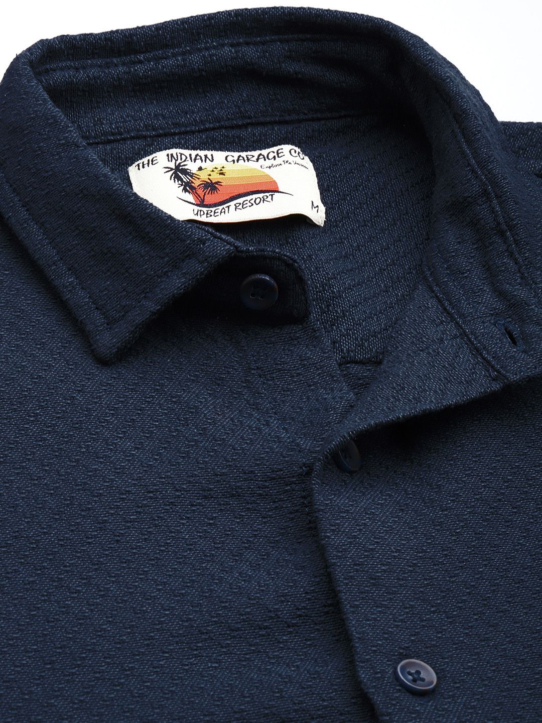 The Indian Garage Co Men Relaxed Fit Solid Dobby Resort Wear Shirt