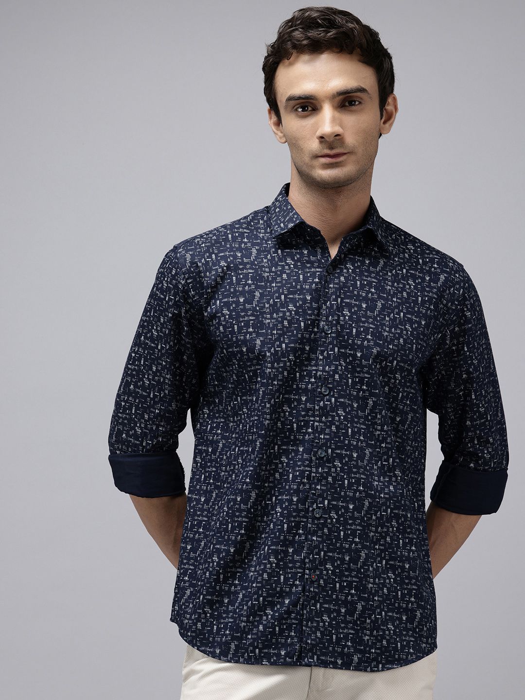 Park Avenue Pure Cotton Slim Fit Abstract Printed Casual Shirt