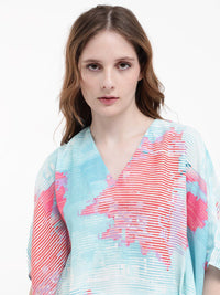 RAREISM Arial Abstract Print Extended Sleeves Linen Kaftan Top
