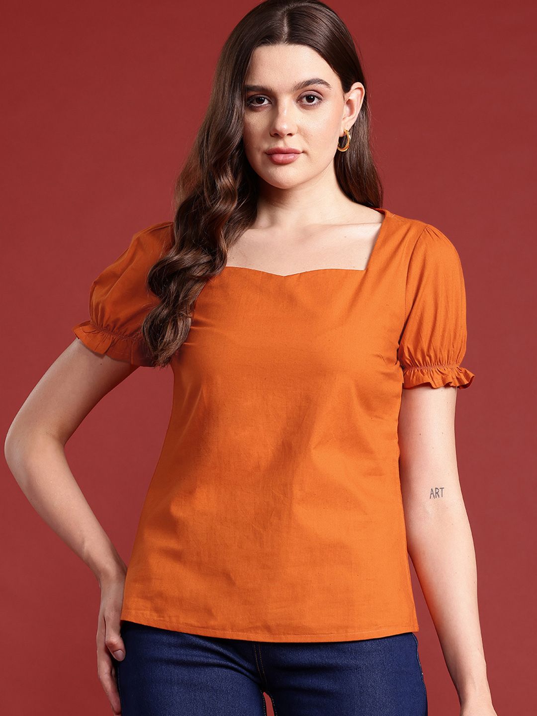 all about you Sweetheart Neck Cotton Top