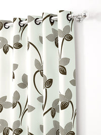 Story@home Nature Grey & White 2 Pieces Floral Printed Window Curtains