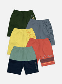 HELLCAT Boys Pack Of 5 Typography Printed Cotton Shorts
