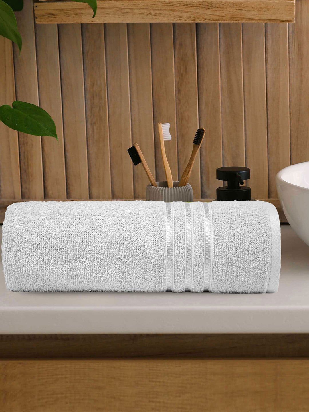 MYTRIDENT Grey 400GSM Pure-Cotton Bath Towel