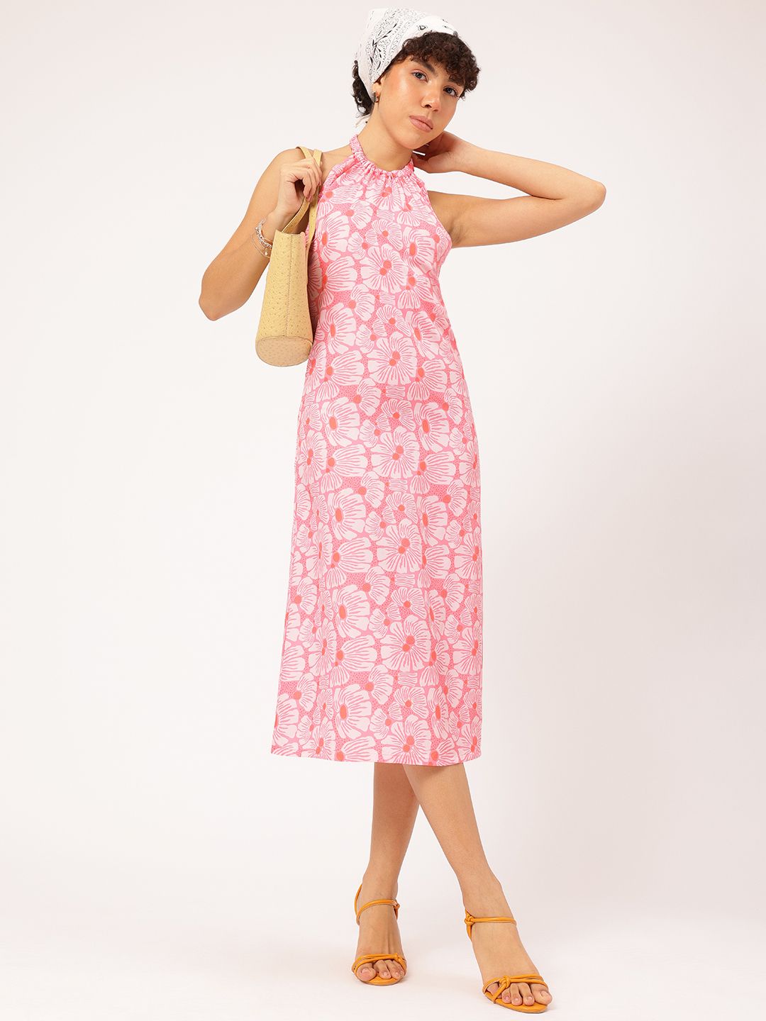 DressBerry Fairy Tale Flair Floral Print Halter A-Line Midi Dress