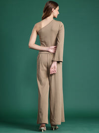 DressBerry Ribbed One-Shoulder Top with Trousers Co-ords