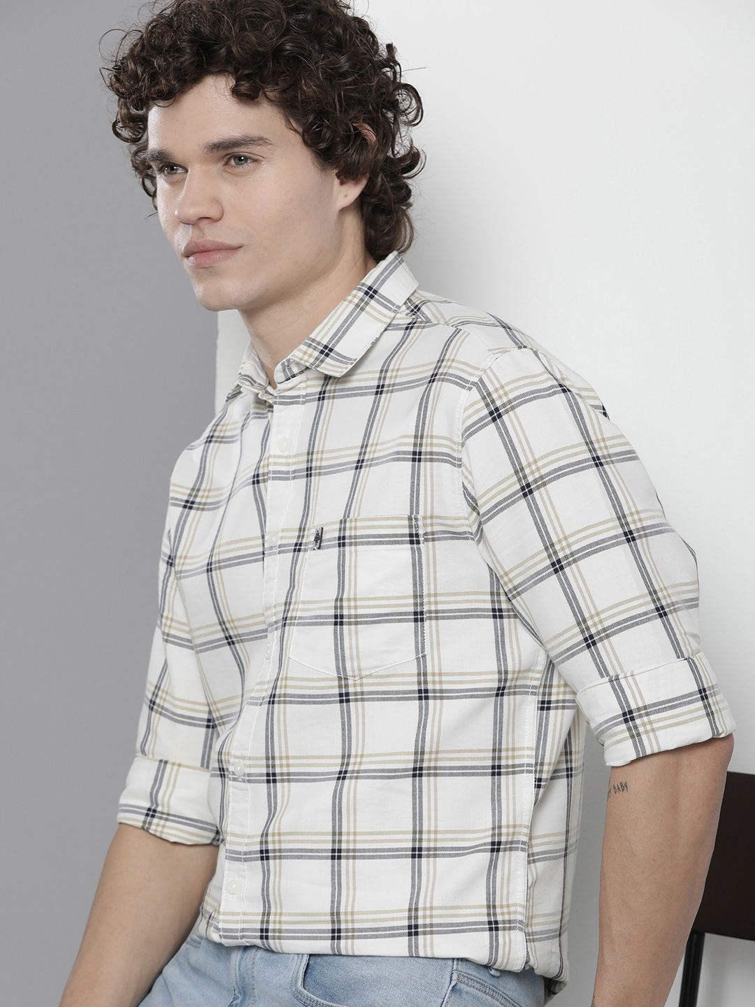 The Indian Garage Co Men Checked Pure Cotton Casual Shirt