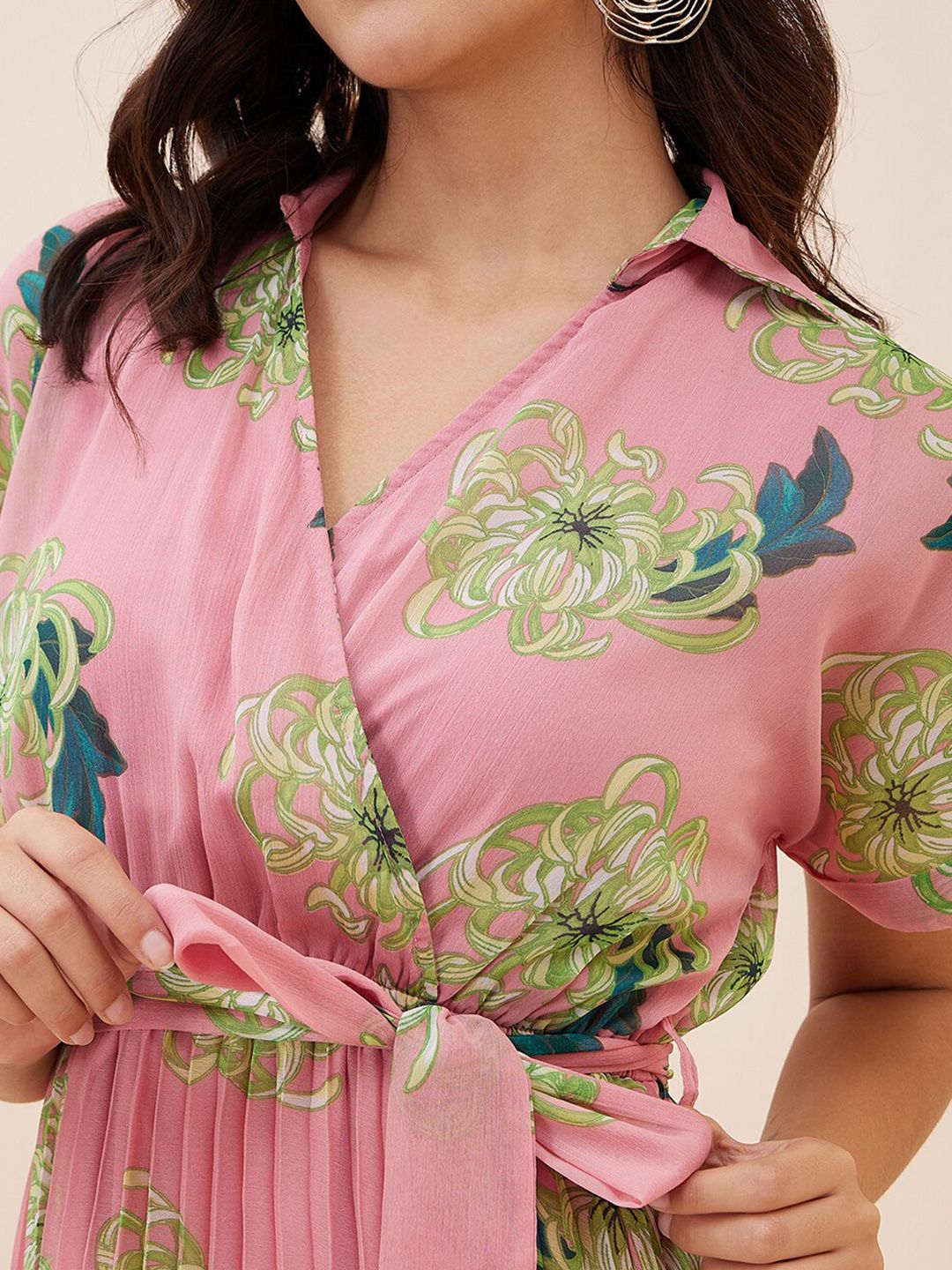 Antheaa Floral Printed Empire Midi Dress