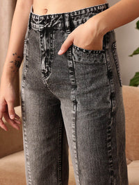 STREET 9 Women Comfort Straight Fit Clean Look Heavy Fade Pure Cotton Jeans