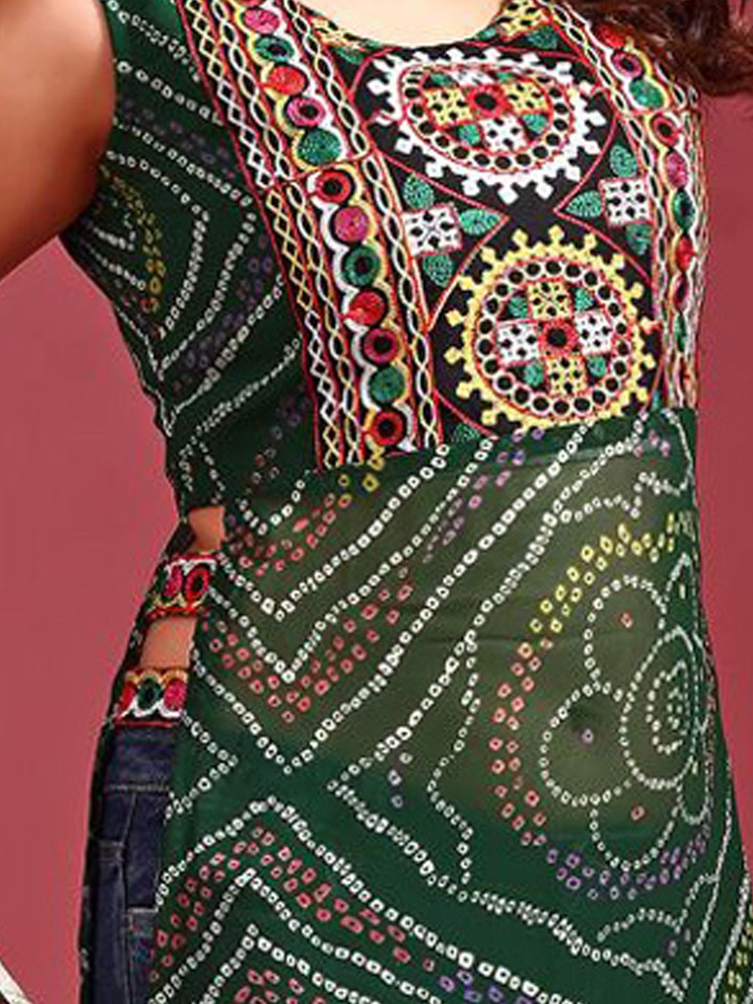 KALINI Bandhani Printed Regular Georgette A-Line Kurta