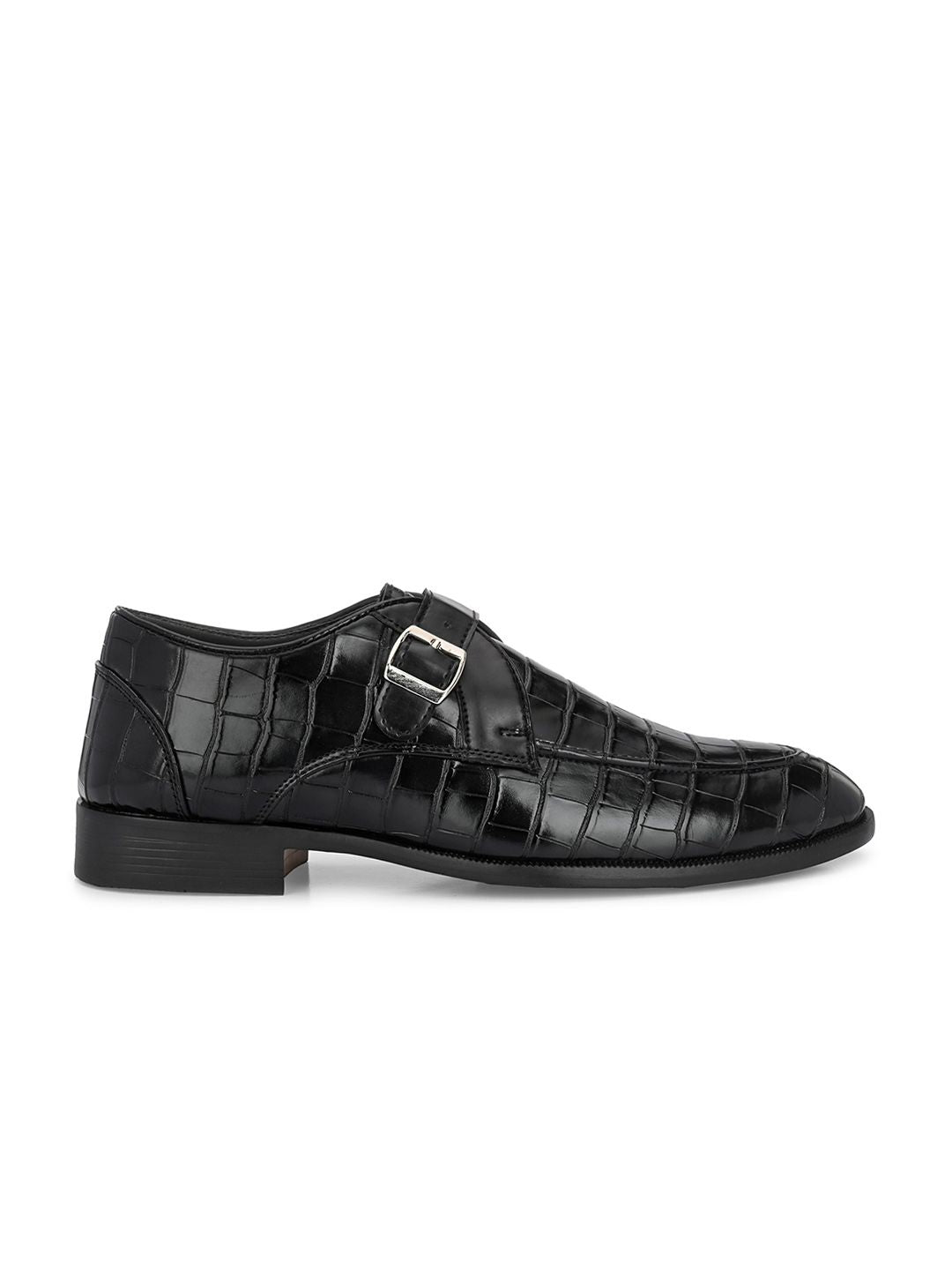 House of Pataudi Men Textured Formal Monk Shoes