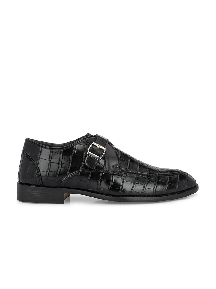 House of Pataudi Men Textured Formal Monk Shoes