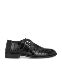House of Pataudi Men Textured Formal Monk Shoes