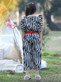 Cutiekins Girls Printed Capri Jumpsuit With Ruffles