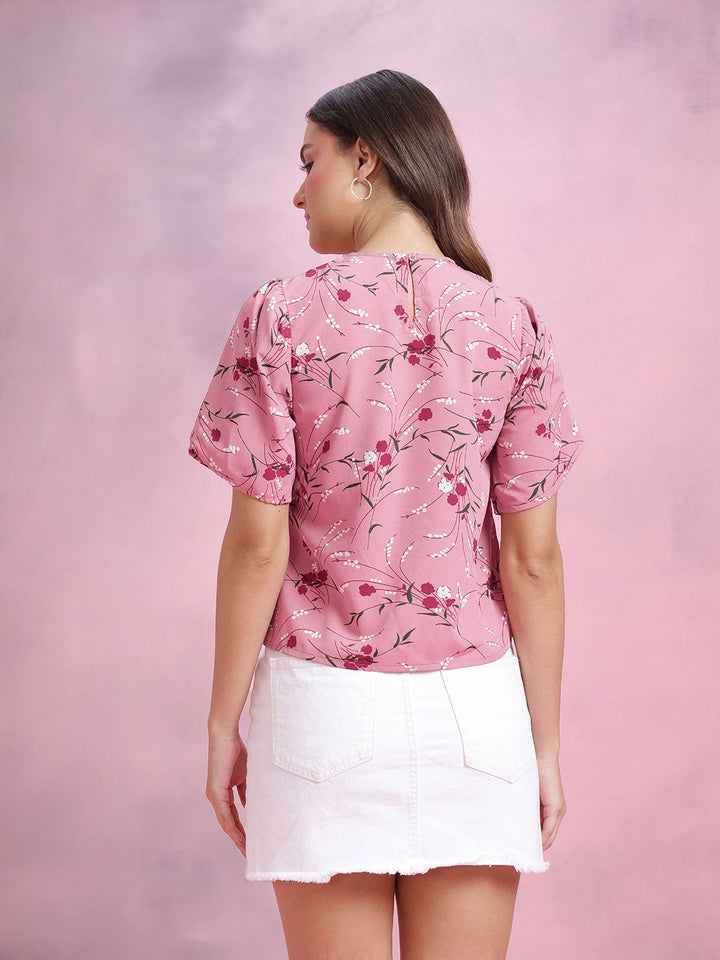 DressBerry Floral Print Puff Sleeve Top