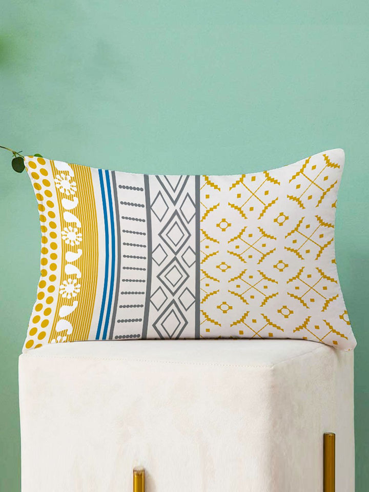 STITCHNEST Pink & Blue Set of 2 Geometric Rectangle Cushion Covers