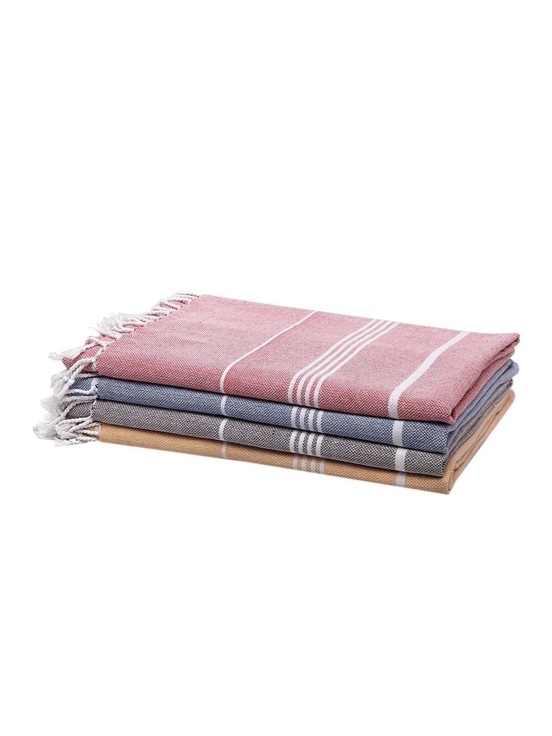 KLOTTHE Unisex Set of 4 Striped 210 GSM Bath Towels