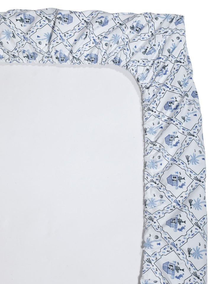 Myntra Elegant Homes Kapas Bunga Putih 300 TC Dilengkapi Cadar King Halus dengan 2 Sarung Bantal-98 x 89 inci