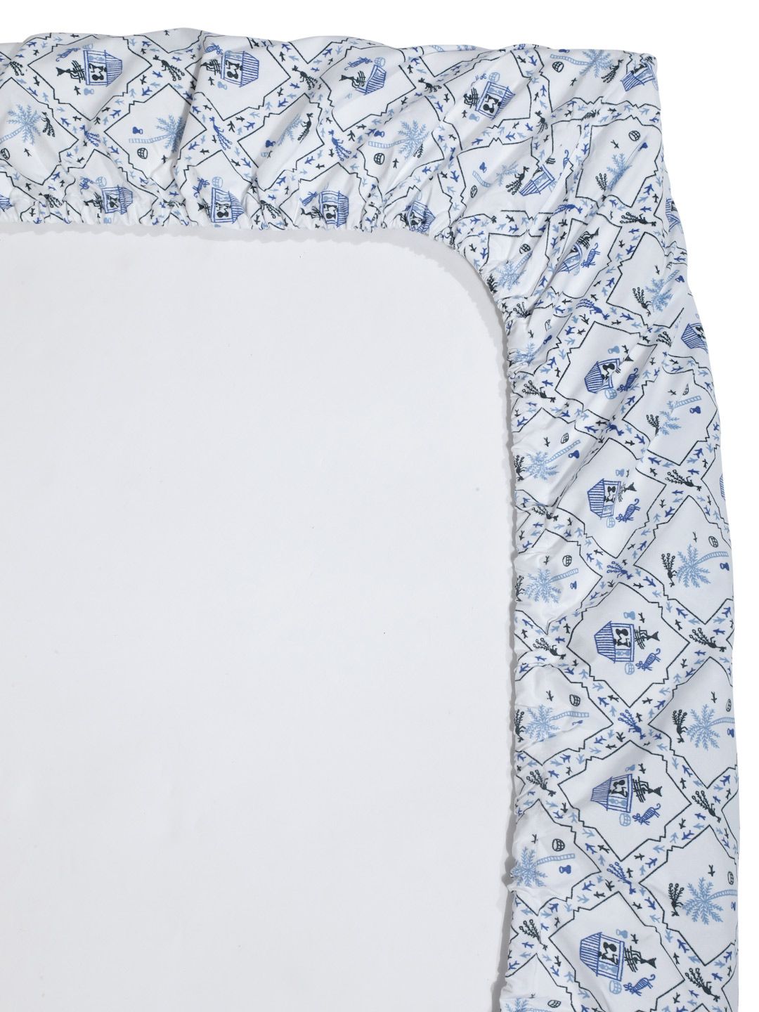 Myntra Elegant Homes Kapas Bunga Putih 300 TC Dilengkapi Cadar King Halus dengan 2 Sarung Bantal-98 x 89 inci