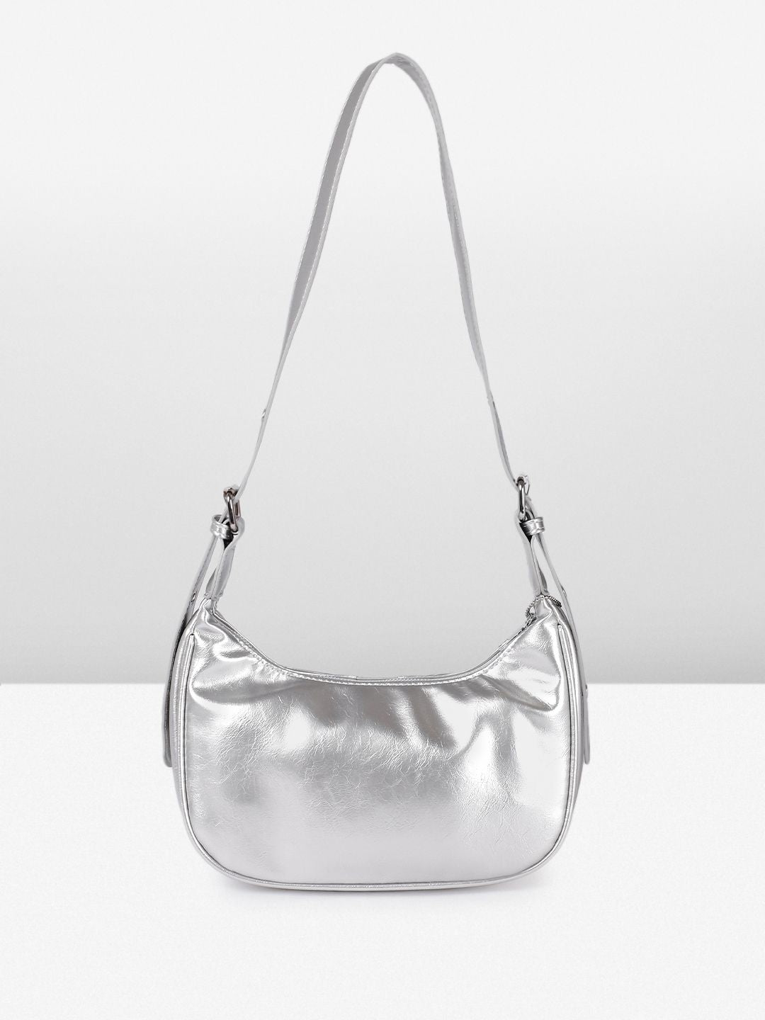 DressBerry Textured Half Moon Shoulder Bag with Bow Detail