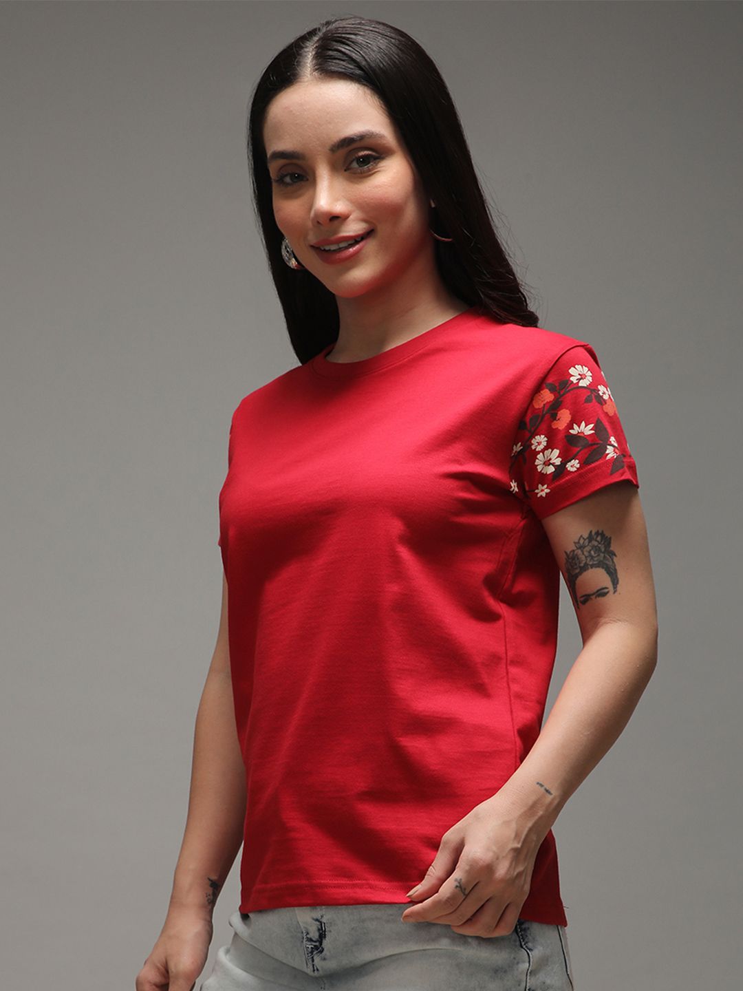 DILLINGER Women Regular Fit Crew Neck Sleeve Printed Tshirt