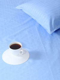 KLOTTHE Blue Striped 300 TC King Bedsheet dengan 2 Sarung Bantal