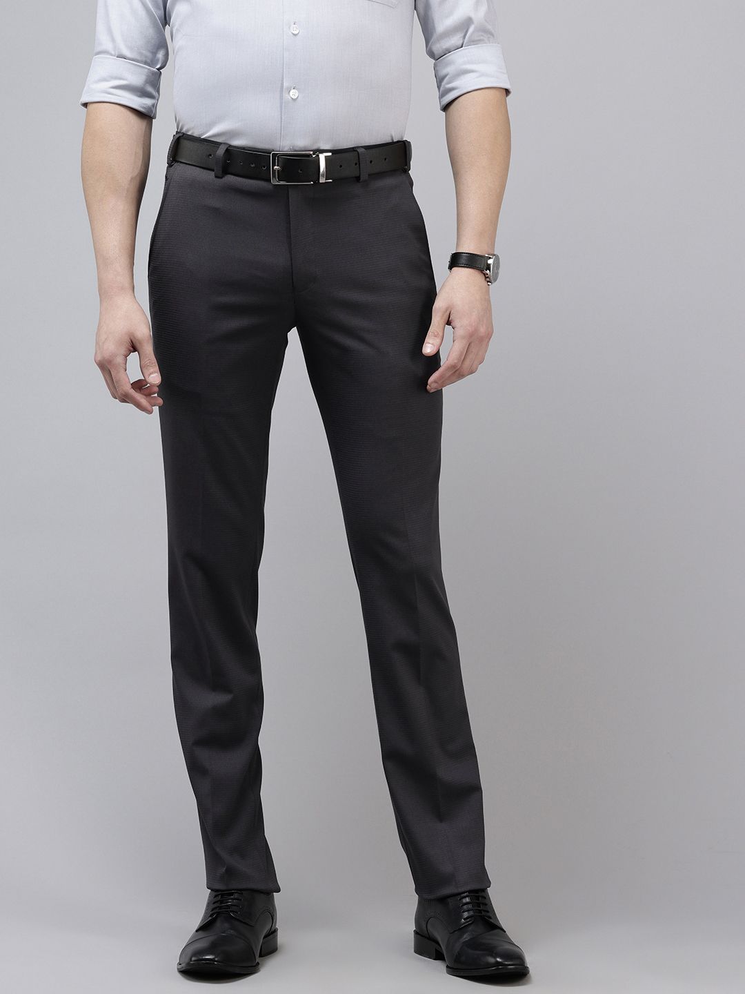 Park Avenue Men Textured Slim Fit Trousers