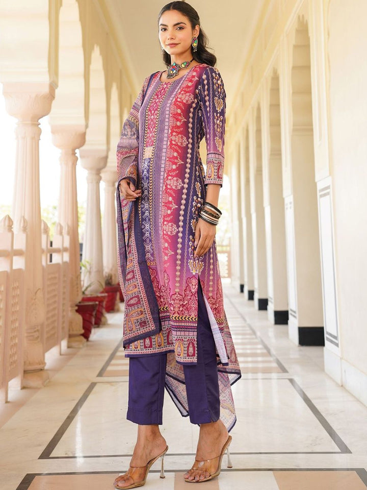 KALINI Women Ethnic Motifs Printed Regular Kurta with Trousers & With Dupatta