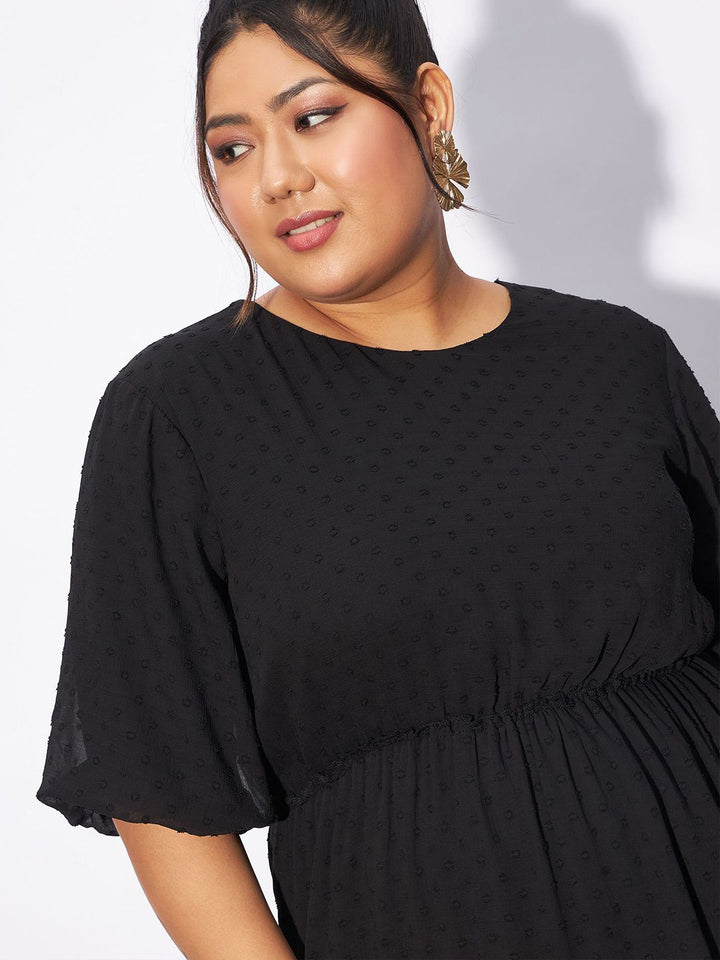 SASSAFRAS Curve Plus Size Round Neck Fit & Flare Dress