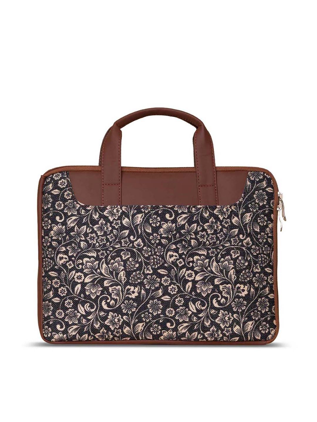ZOUK Women Black & Blue Printed Jute Laptop Sleeve
