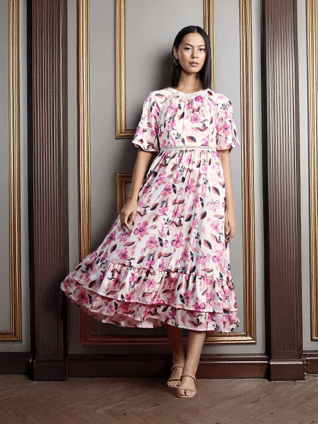 all about you Floral Print A-Line Midi Dress