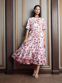 all about you Floral Print A-Line Midi Dress