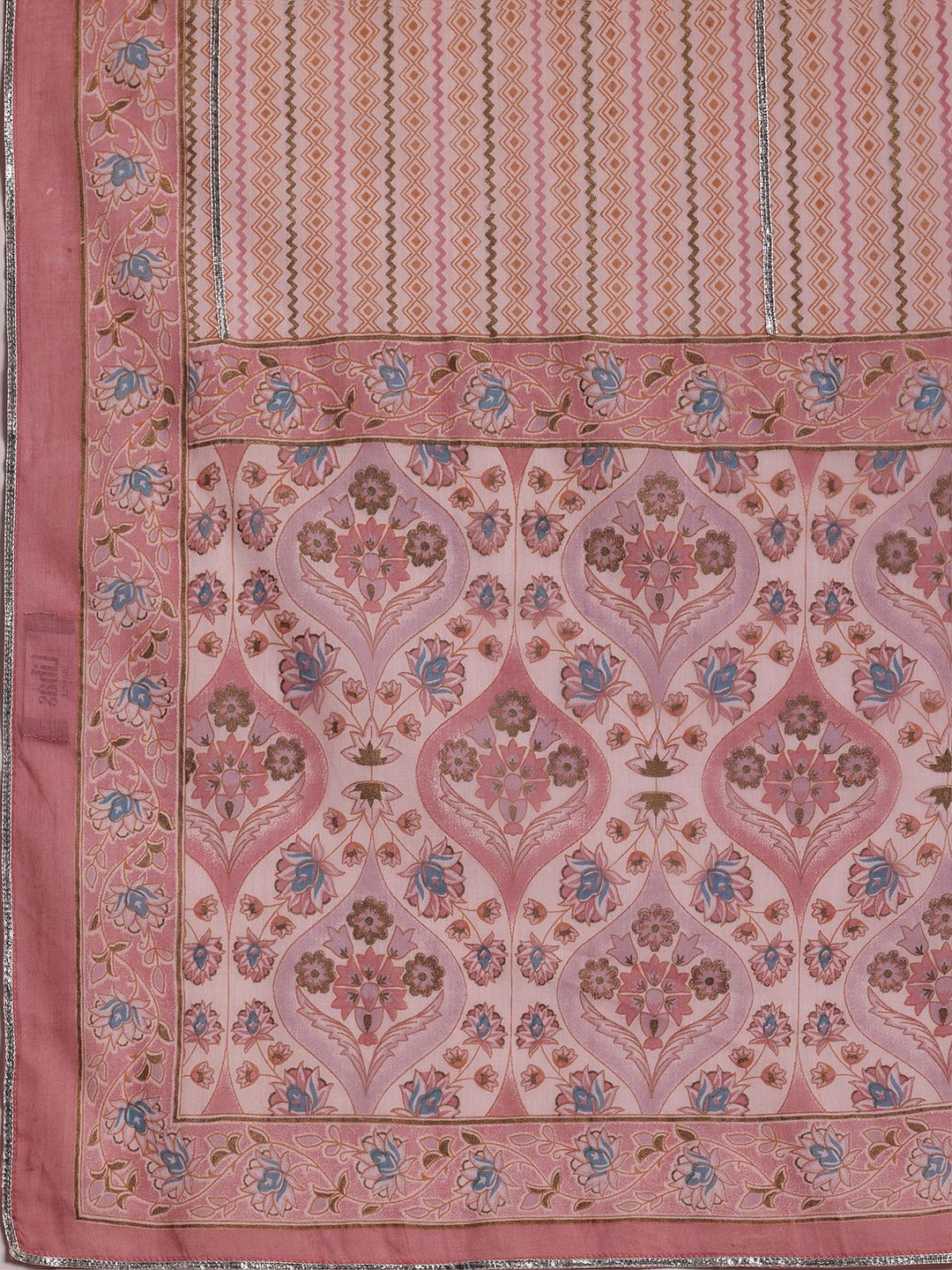 Libas Floral Printed Panelled Gotta Patti Pure Cotton Kurta with Palazzos & Dupatta