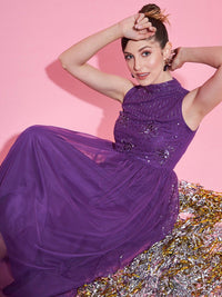 STREET 9 Women Embellished Net Maxi Dress