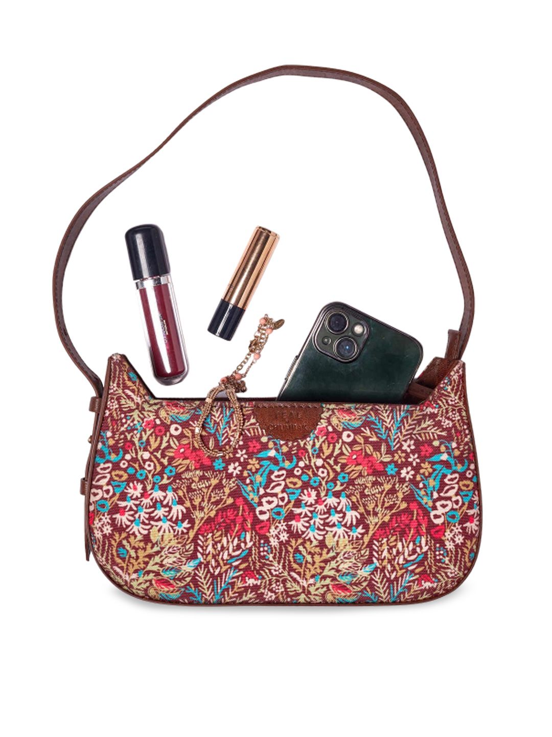 TEAL BY CHUMBAK Floral Printed Structured Sling Bag