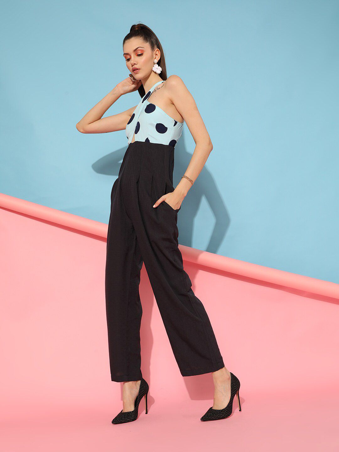 STREET 9 Women Turquoise Blue & Navy Printed Jumpsuit
