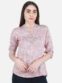 Monte Carlo Floral Printed Mandarin Collar Top