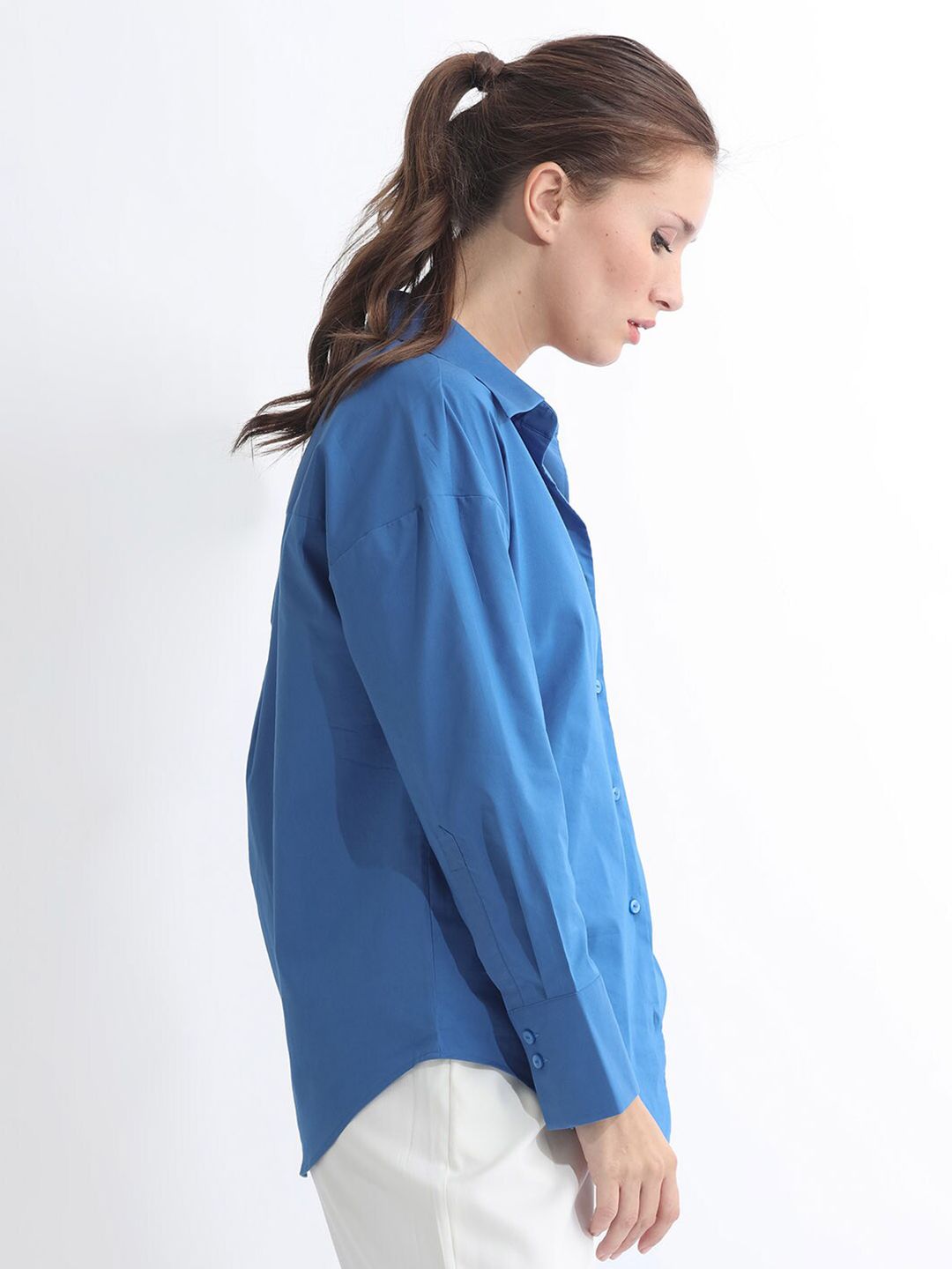 RAREISM Slim Fit Spread Collar Cotton Casual Shirt